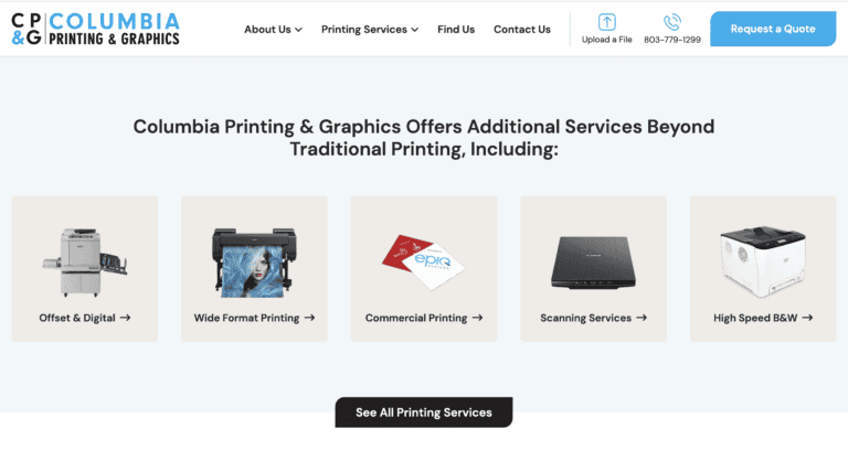 columbia printing and graphics new website